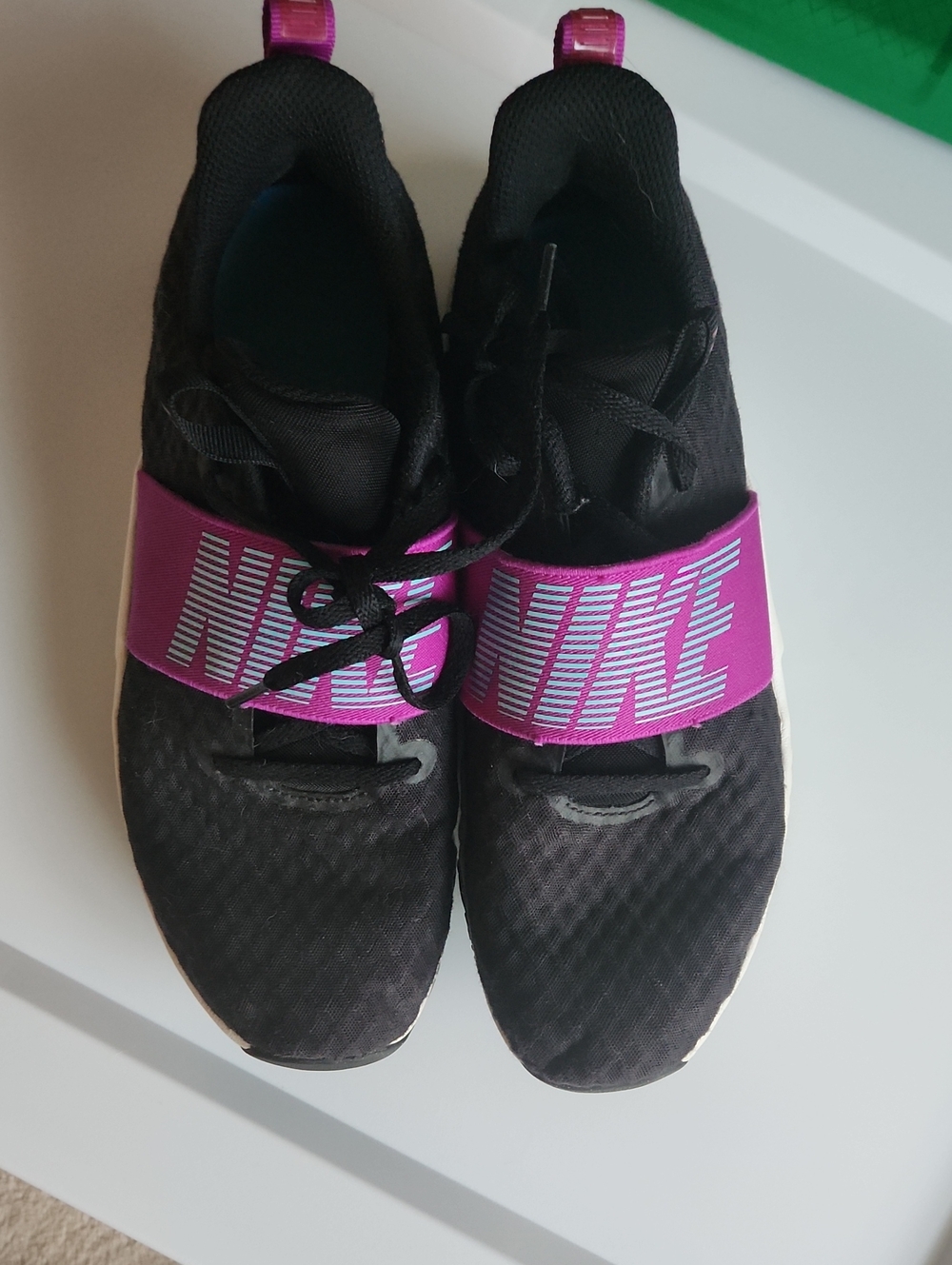 Nike Women's Black Athletic Trainers with Purple Strap